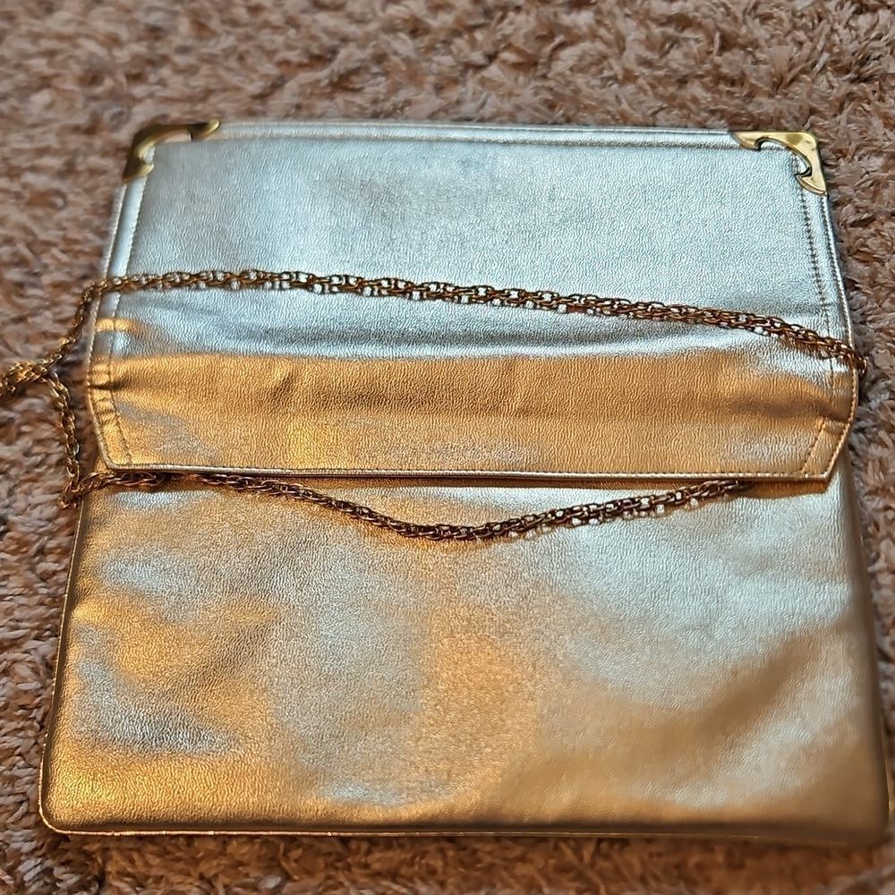 Vintage Mardane USA Gold Foil Convertible Clutch Shoulder Bag - Picture 7 of 7